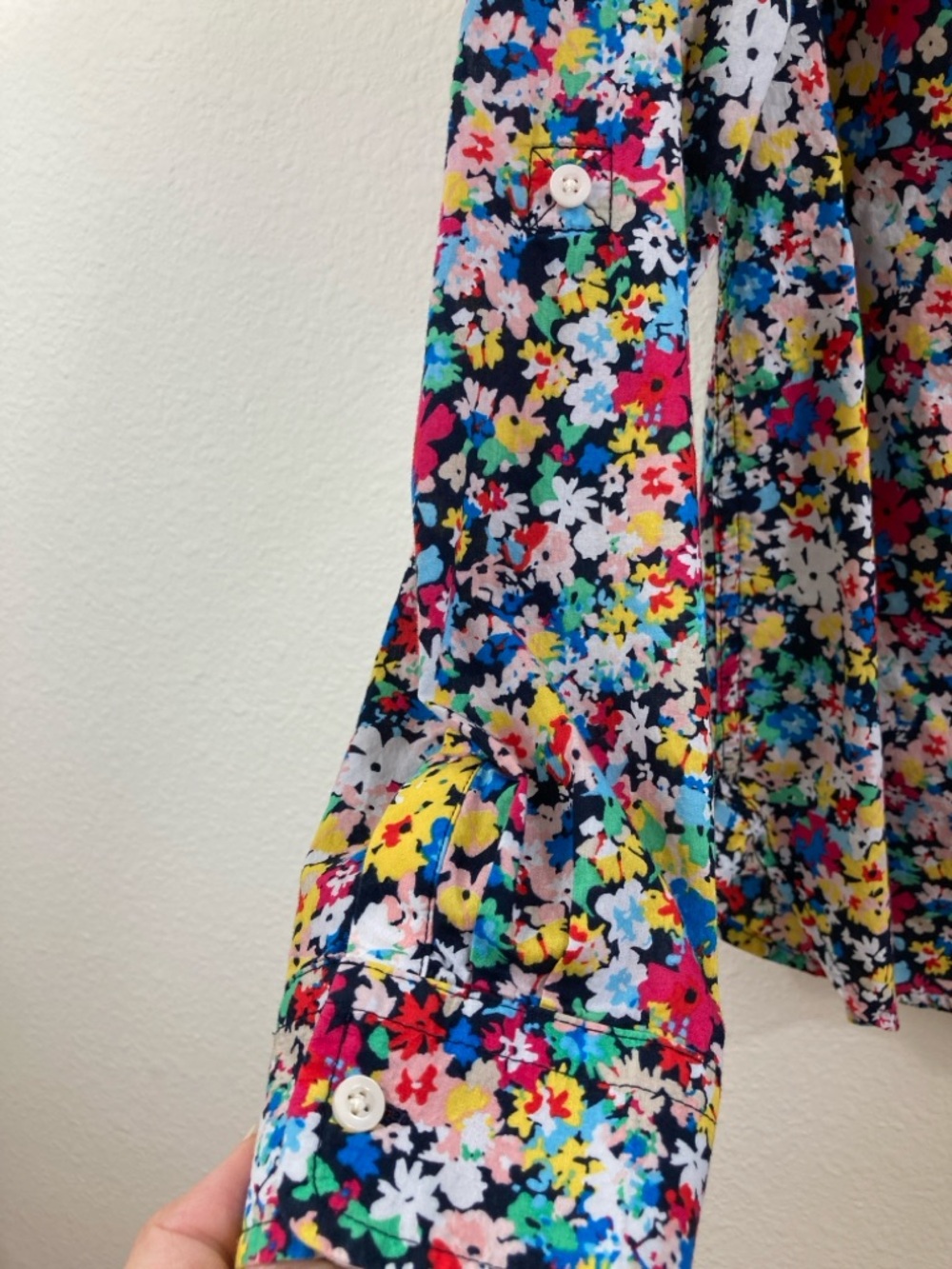 Talbots Multicolor Button-Down Floral Print Blouse with Roll-Up Sleeves Size S - Picture 4 of 11